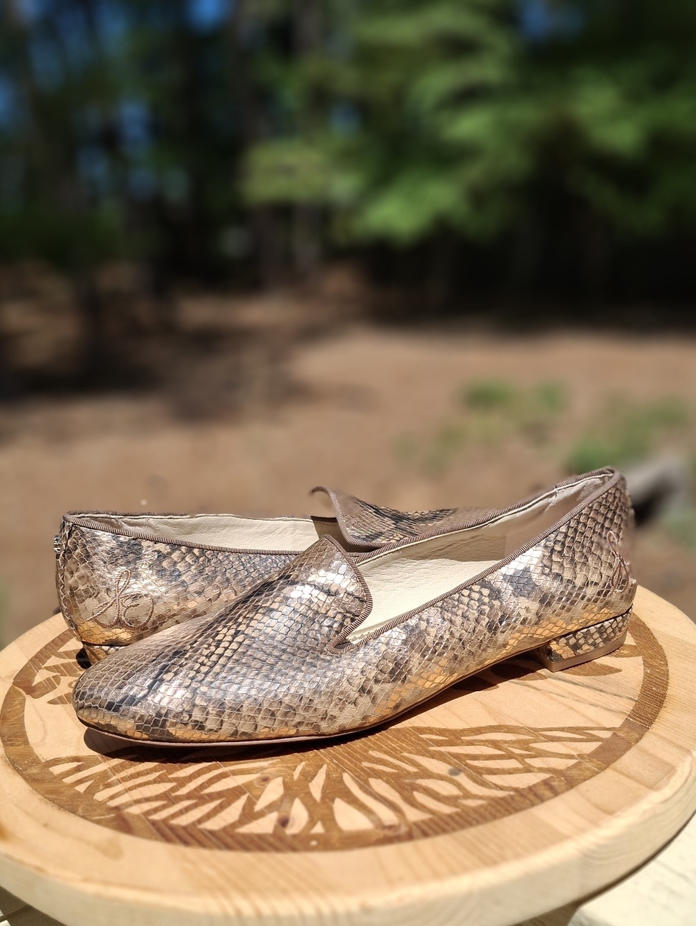 Sam Edelman Jordy Python Embossed Leather Slip-On Loafers Flats Size 9